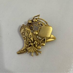 Vintage A.J.C. Square Dance Gold Tone Brooch Western